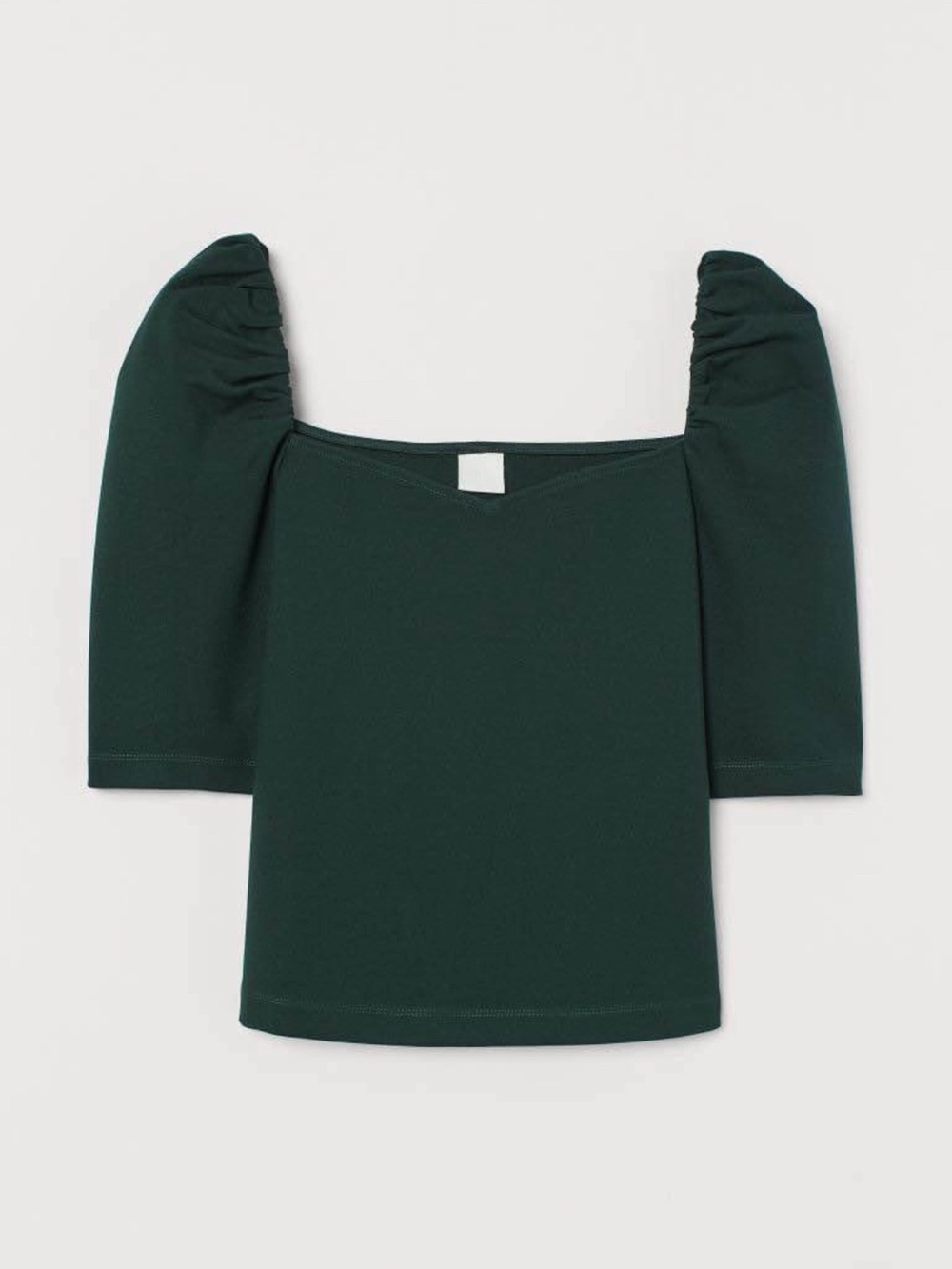 H&M Square Neck Puff Sleeve Top - Forest Green